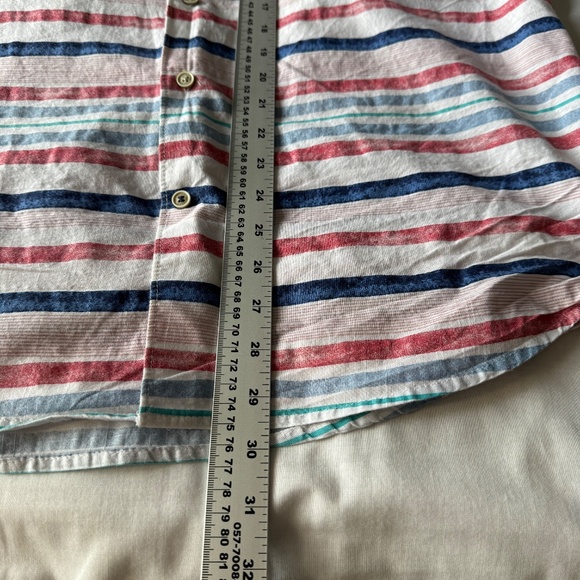 Izod Saltwater Men's Short Sleeve Striped Button Up Shirt Red White Blue Size XL - Picture 10 of 12